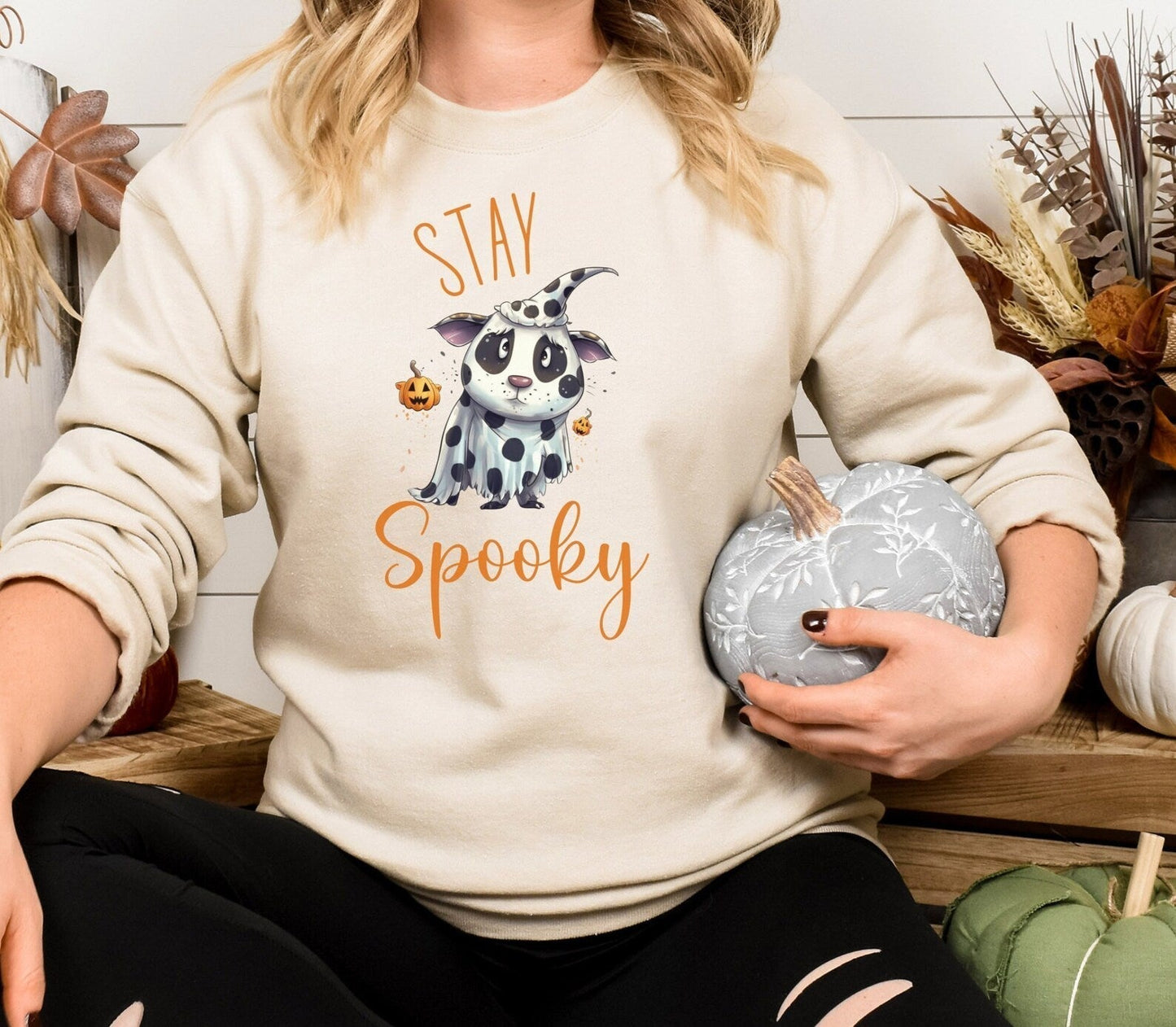 Halloween Sweatshirt, Crewneck Sweatshirt, Spooky Sweatshirt, Halloween Sweater, Pumpkin Fall, 2D Crewneck Sweatshirt All Over Print Sweatshirt For Women Sweatshirt For Men - WeCustomit