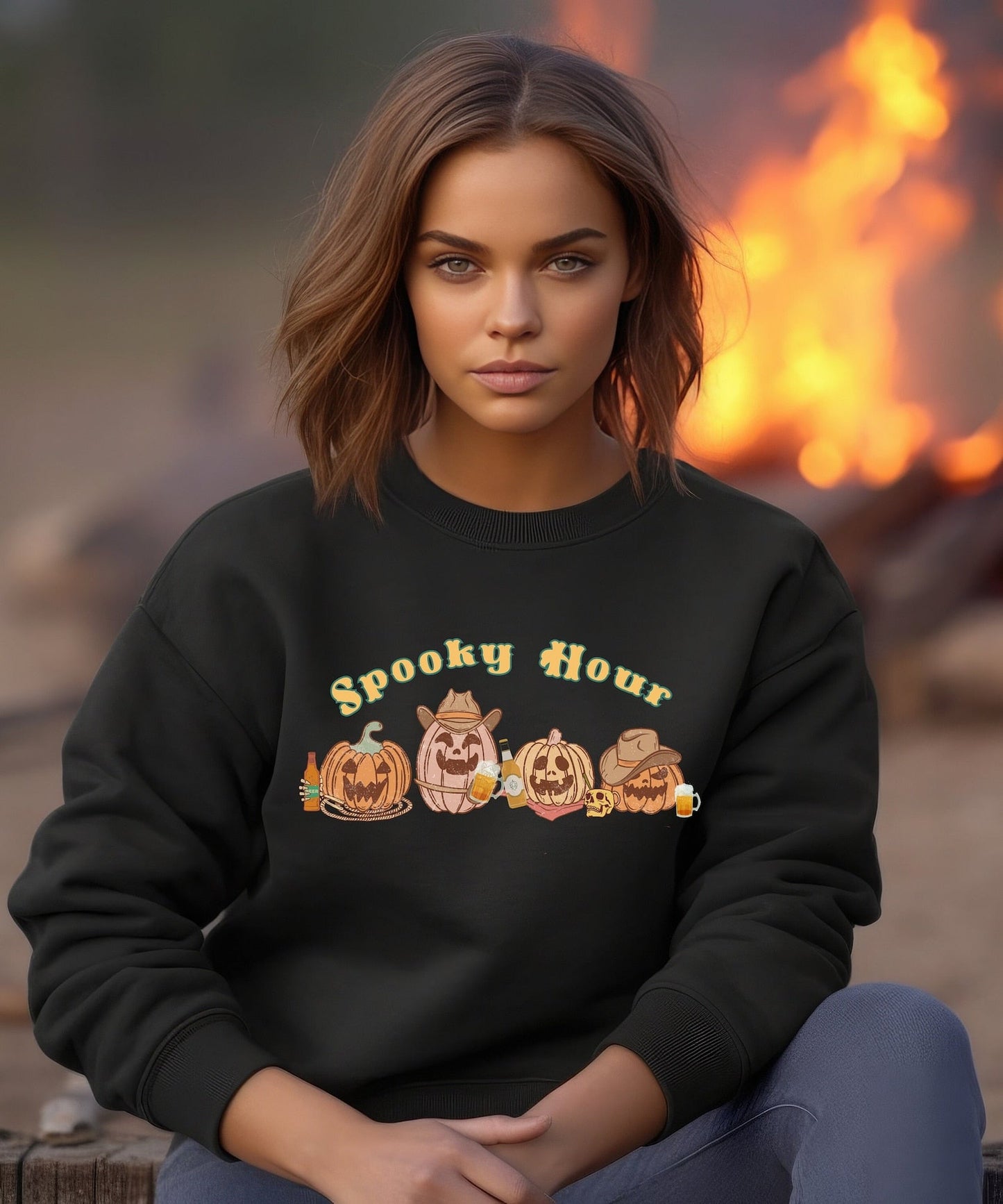 Cow Lover Gift, Funny Halloween Tee, Cute Halloween Sweater, Fall Sweatshirt, Cowgirl shirt 2D Crewneck Sweatshirt All Over Print Sweatshirt For Women Sweatshirt For Men - WeCustomit