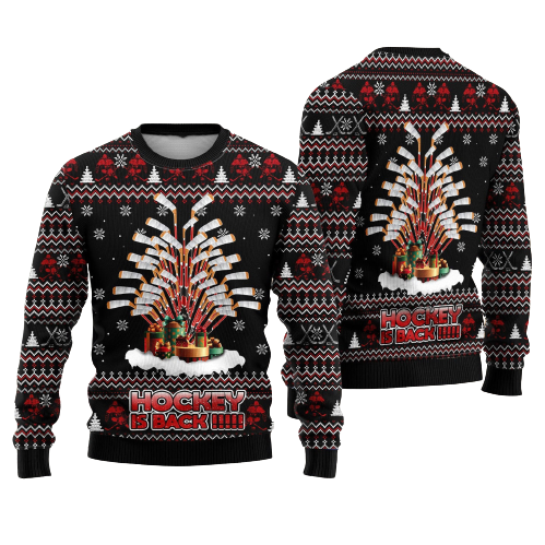 Hockey Is Back Ugly Christmas Sweater For Men & Women Christmas Gift Sweater US1183 - WeCustomit