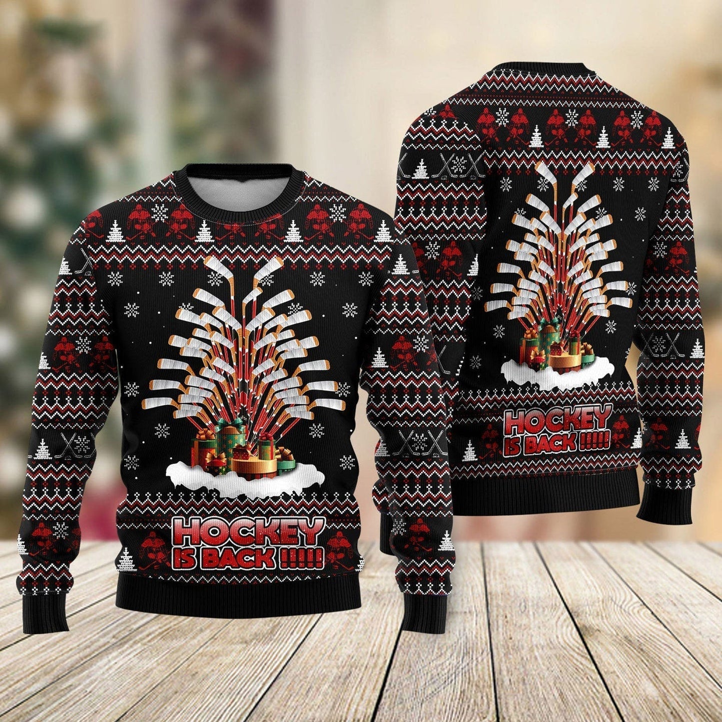 Hockey Is Back Ugly Christmas Sweater For Men & Women Christmas Gift Sweater US1183 - WeCustomit
