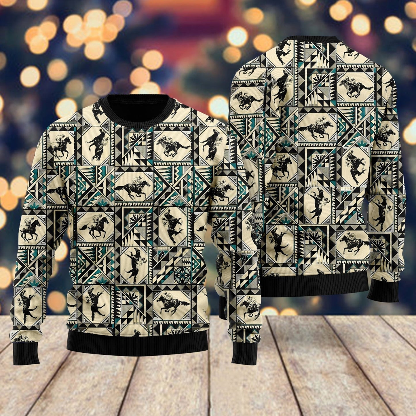 Horse Racing Native Ugly Christmas Sweater For Men & Women Christmas Gift Sweater US2102 - WeCustomit