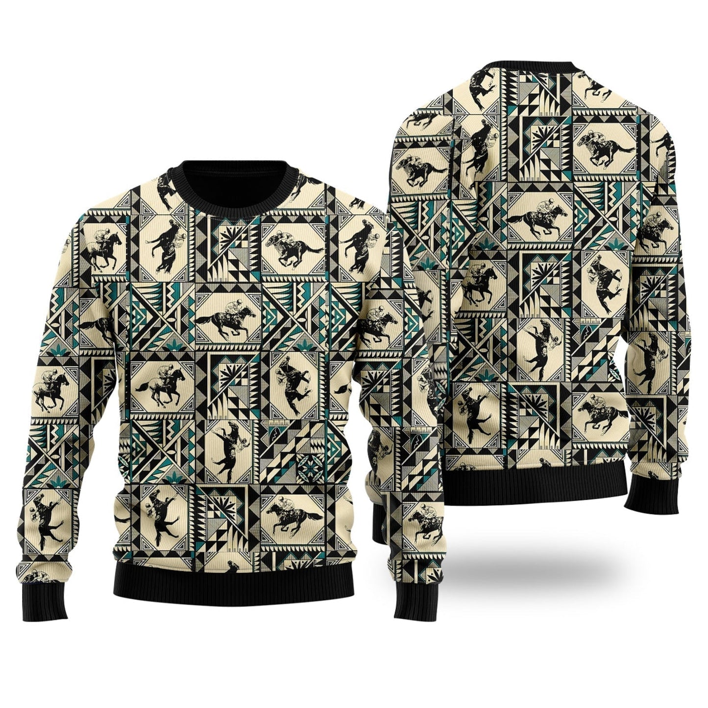 Horse Racing Native Ugly Christmas Sweater For Men & Women Christmas Gift Sweater US2102 - WeCustomit