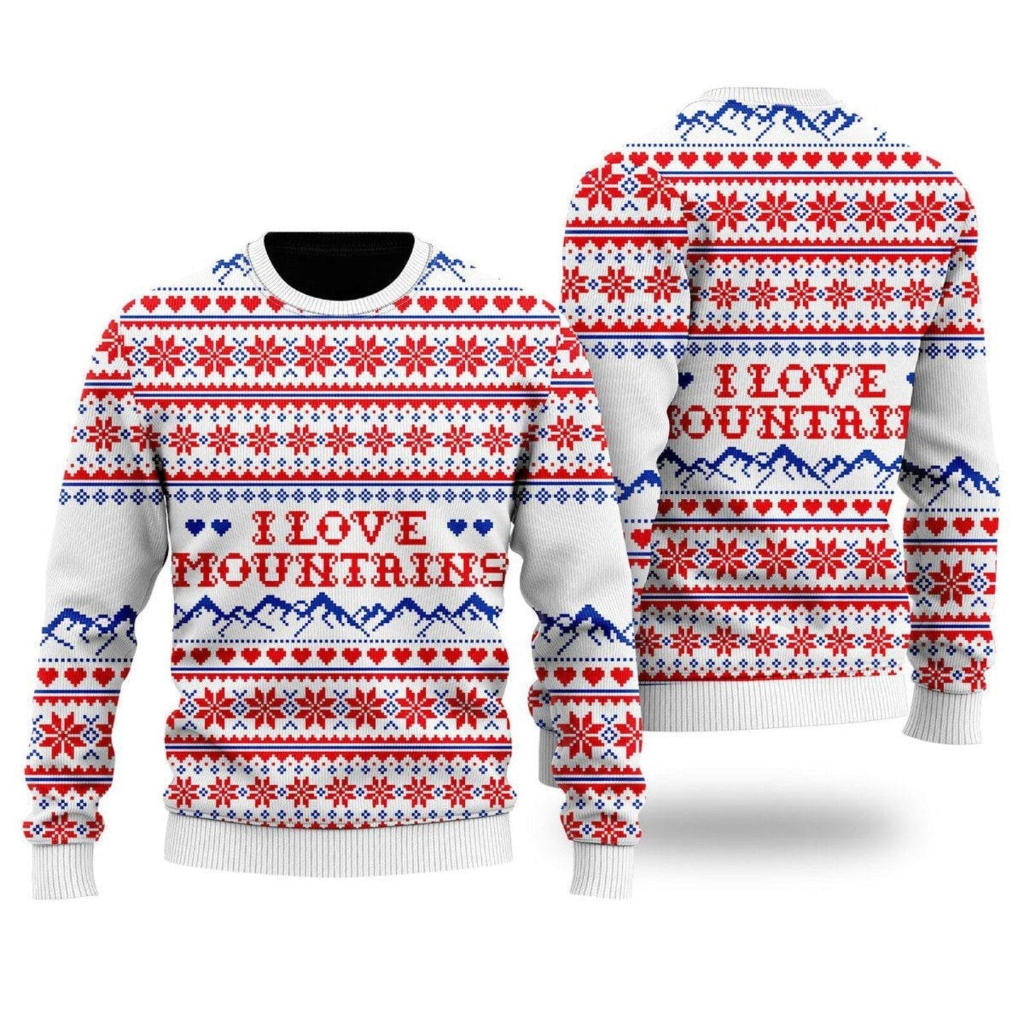 I Love Mountains Ugly Christmas Sweater For Men & Women Christmas Gift Sweater US1179 - WeCustomit