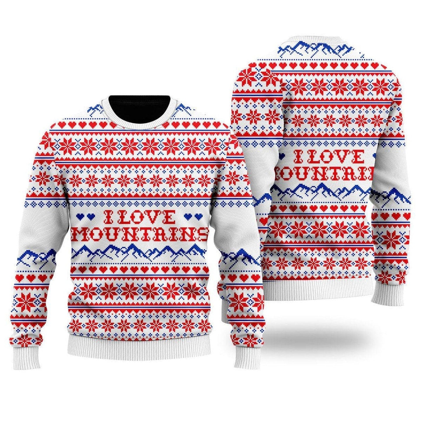 I Love Mountains Pattern Ugly Christmas Sweater For Men & Women Christmas Gift Sweater US2106 - WeCustomit