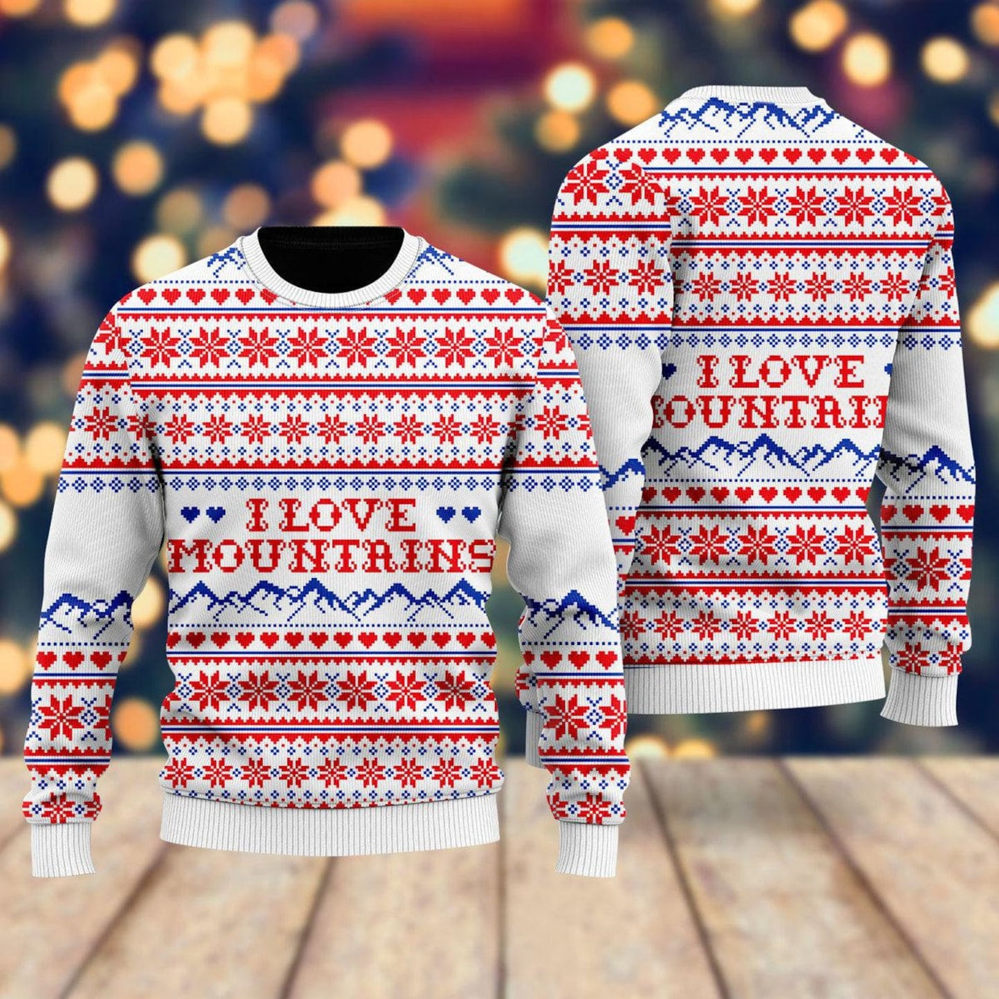 I Love Mountains Pattern Ugly Christmas Sweater For Men & Women Christmas Gift Sweater US2106 - WeCustomit