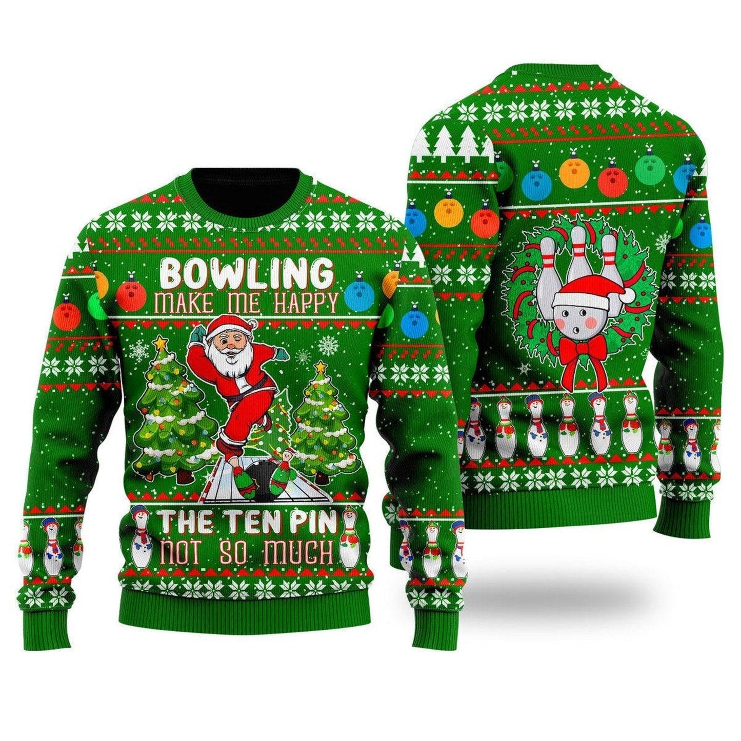 Santa Bowling Go Strike Ugly Christmas Sweater For Men & Women Christmas Gift Sweater US2786 - WeCustomit