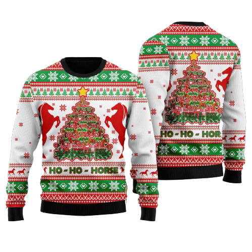 Horse Christmas Tree Ugly Christmas Sweater For Men & Women Christmas Gift Sweater US1174 - WeCustomit