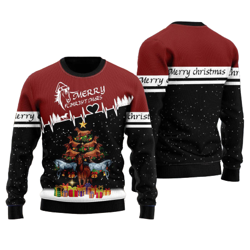 Horse Christmas Tree Ugly Christmas Sweater For Men & Women Christmas Gift Sweater US1173 - WeCustomit