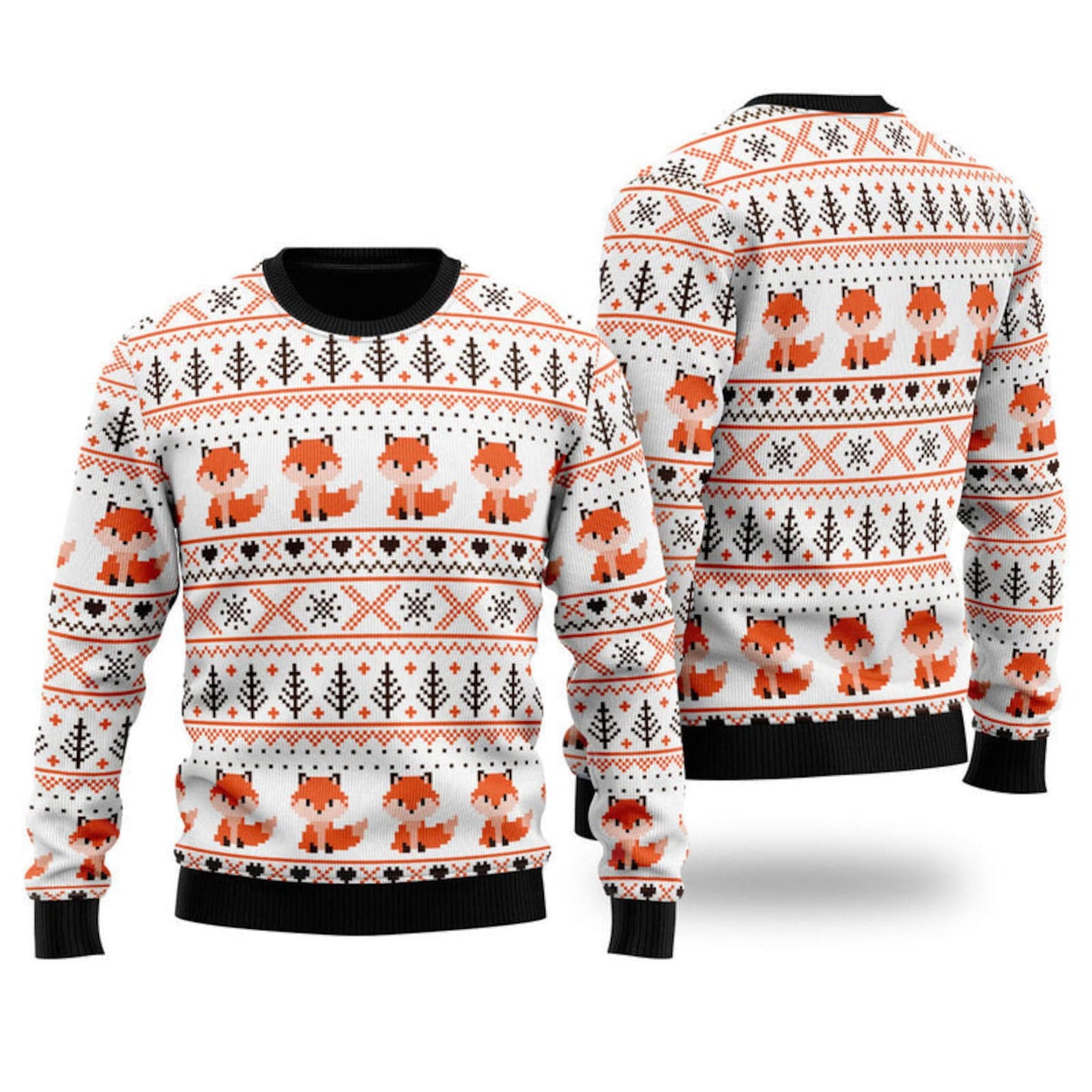 Orange Fox Xmas Ugly Christmas Sweater For Men & Women Christmas Gift Sweater US4310 - WeCustomit