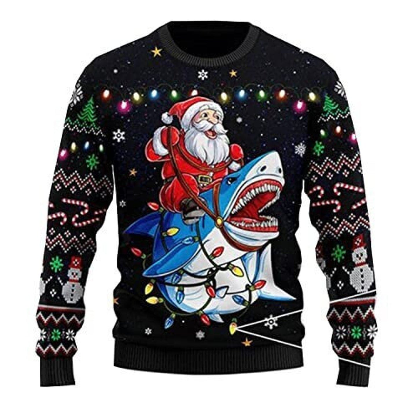 Santa Riding Shark Christmas Ugly Christmas Sweater For Men & Women Christmas Gift Thanksgiving Sweater US4380 - WeCustomit