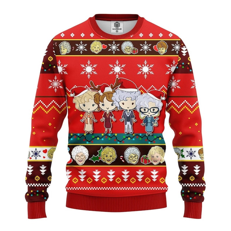 The Golden Girls Red Knitted Ugly Christmas Sweater For Men & Women Christmas Gift Sweater US3835 - WeCustomit