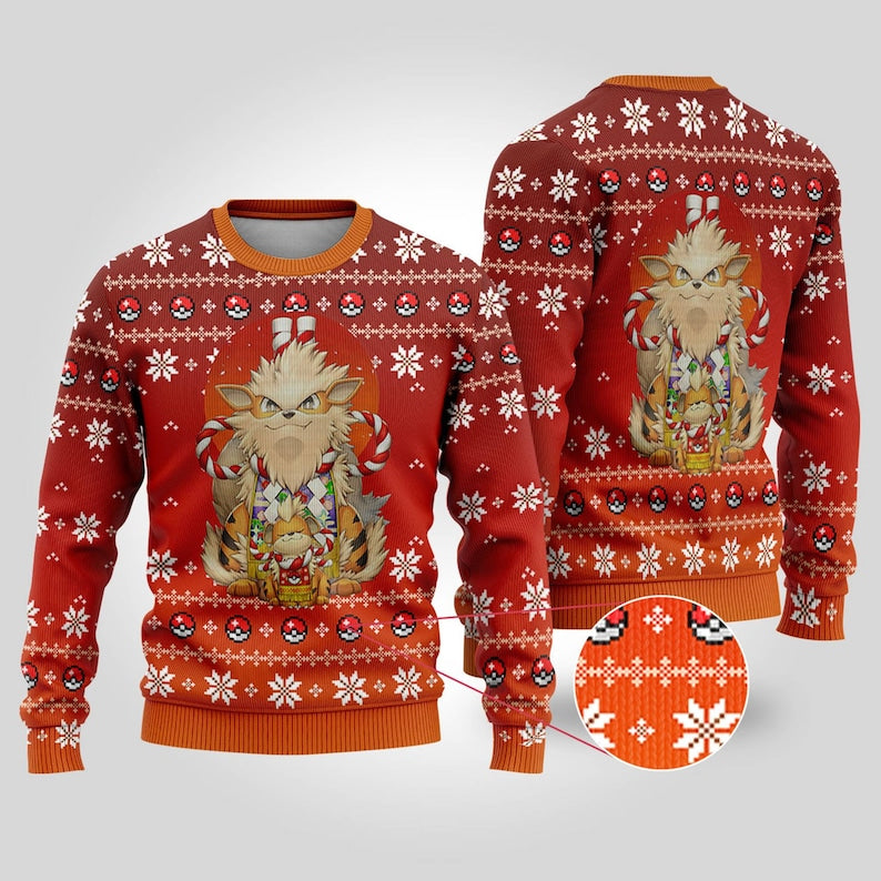 Anime Arcanine Pokemon Ugly Christmas Sweater For Men & Women Christmas Gift Sweater US3846 - WeCustomit