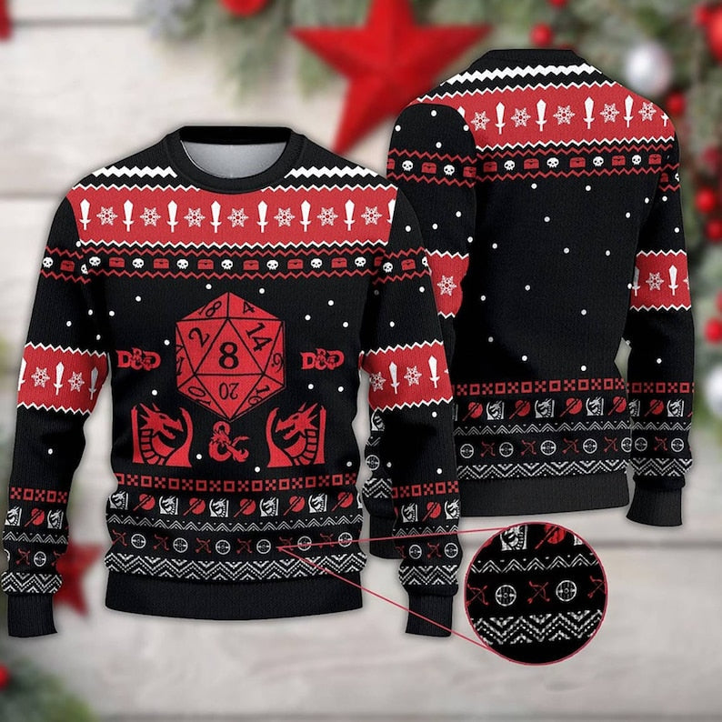 Bearded Dungeons & Dragons Ugly Christmas Sweater For Men & Women Christmas Gift Sweater US3852 - WeCustomit