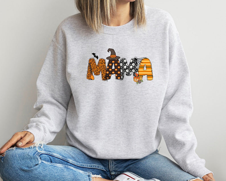 Mama Halloween Sweatshirt, Mama Sweatshirt, Halloween Sweater, Cool Mama Halloween Sweatshirt, Mama Halloween Gift, Spooky Season - WeCustomit