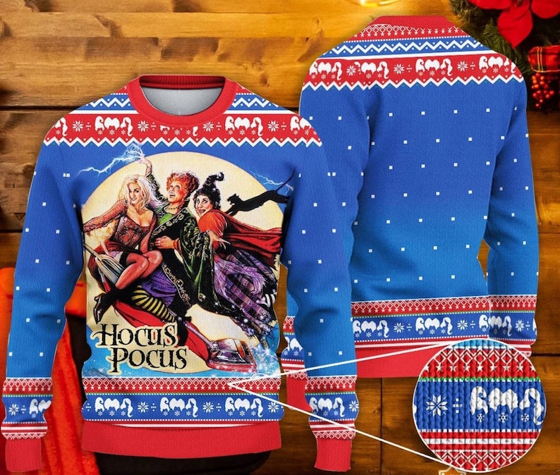 H0cus P0cus Party Ugly Christmas Sweater For Men & Women Christmas Gift Sweater US3832 - WeCustomit