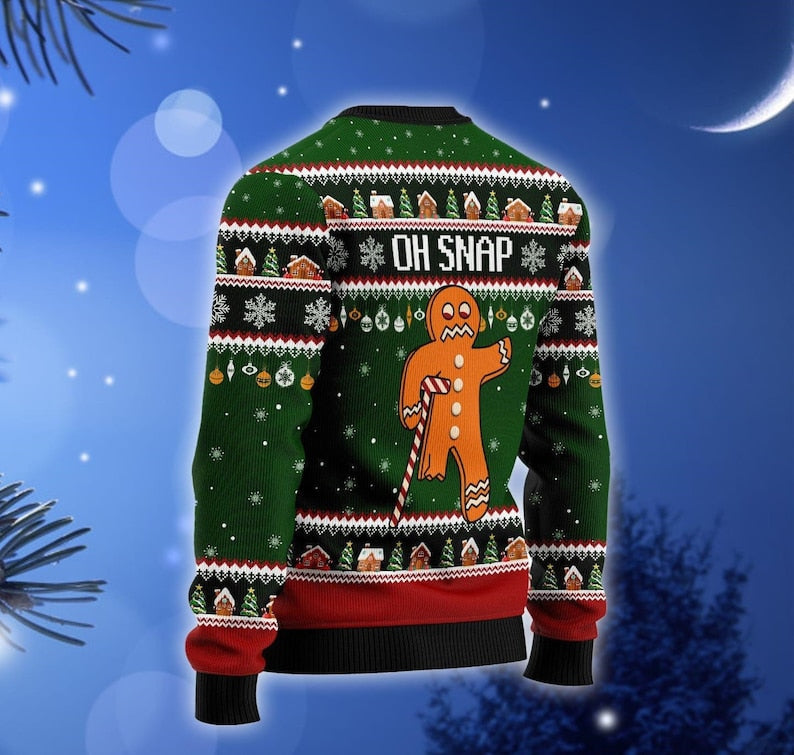 Oh Snap Gingerbread Ugly Christmas Sweater For Men & Women Christmas Gift Sweater US2636 - WeCustomit