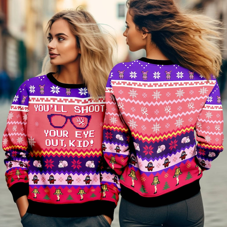 You Will Shoot Your Eye Out Ugly Christmas Sweater For Men & Women Christmas Gift Sweater US2634 - WeCustomit