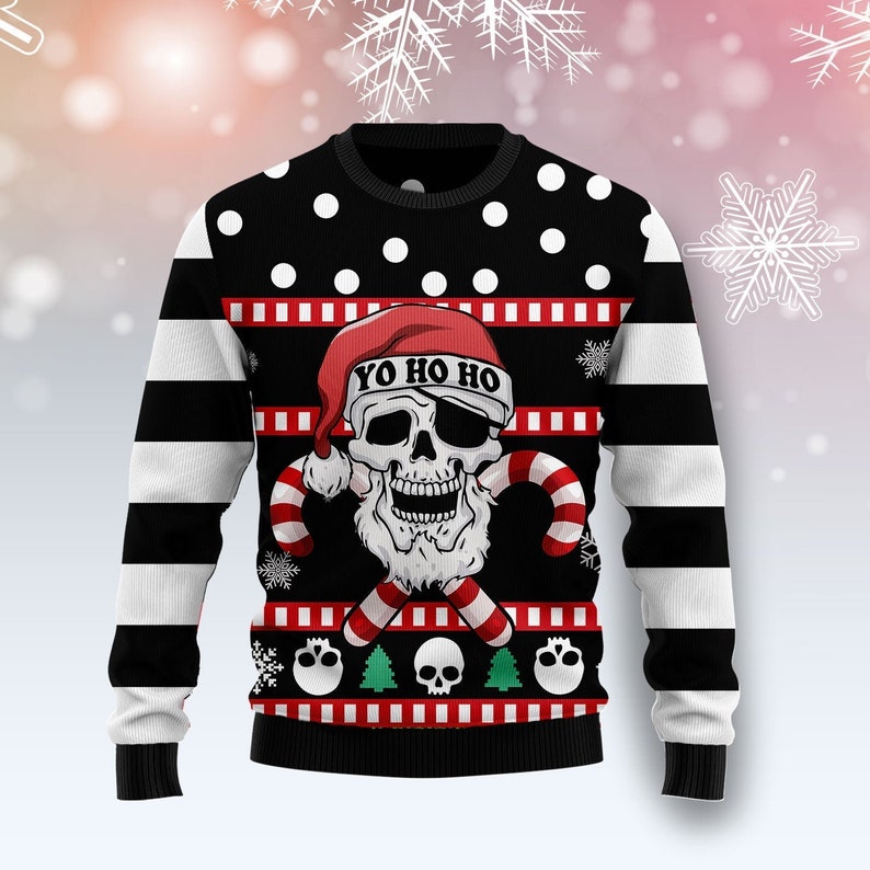 Skull Ho Ho Ho Ugly Christmas Sweater For Men & Women Christmas Gift Sweater US2640 - WeCustomit