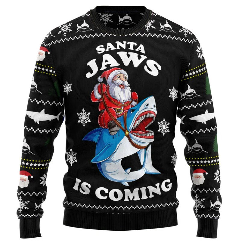 Santa Shark Is Coming Ugly Christmas Sweater For Men & Women Christmas Gift Sweater US2647 - WeCustomit