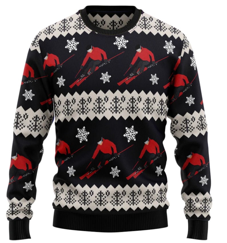 Skiing Christmas Ugly Christmas Sweater For Men & Women Christmas Gift Sweater US2649 - WeCustomit