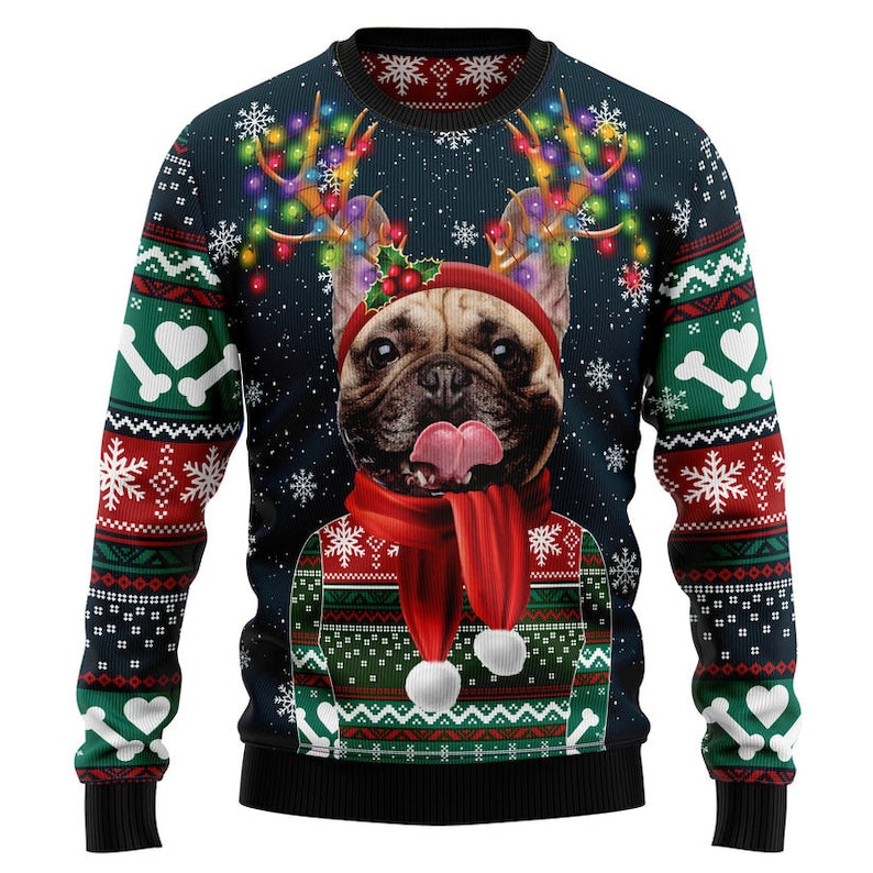 Funny Dog Face Christmas Ugly Christmas Sweater For Men & Women Christmas Gift Sweater US2441 - WeCustomit