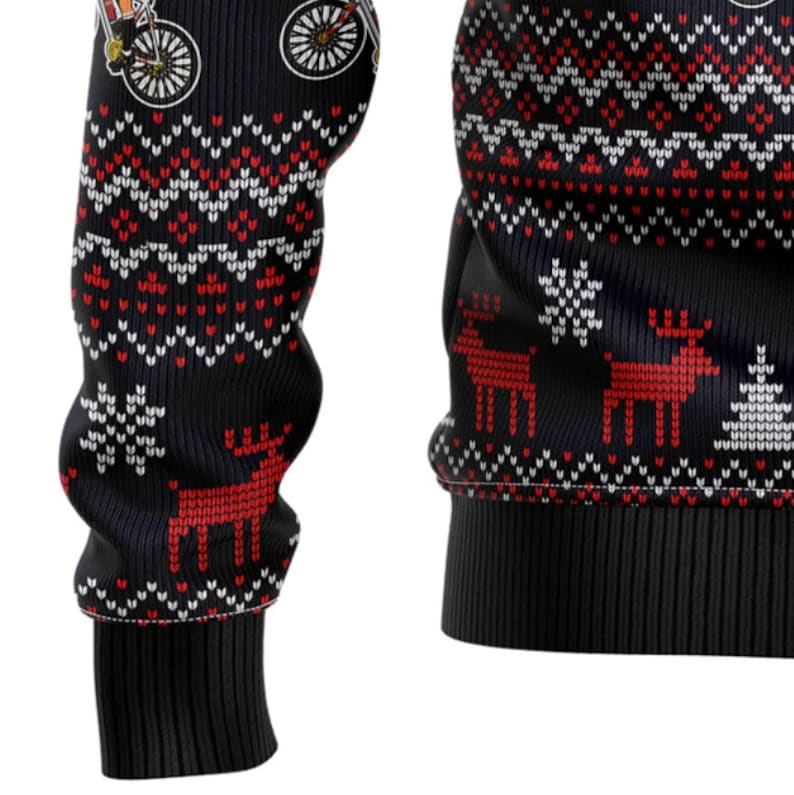 Satan Claus On Mountain Bike Ugly Christmas Sweater For Men & Women Christmas Gift Sweater US2671 - WeCustomit
