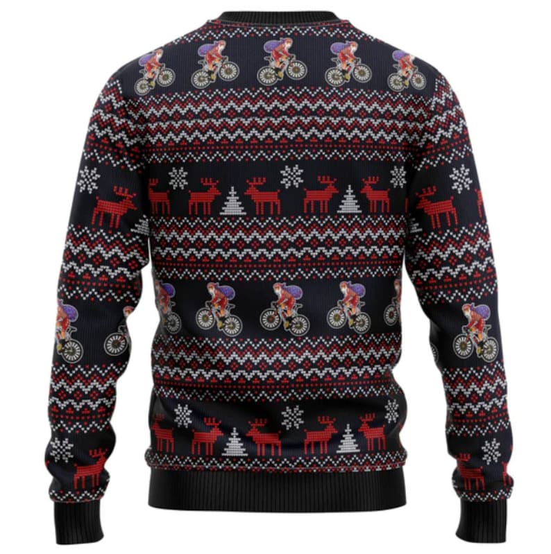 Satan Claus On Mountain Bike Ugly Christmas Sweater For Men & Women Christmas Gift Sweater US2671 - WeCustomit