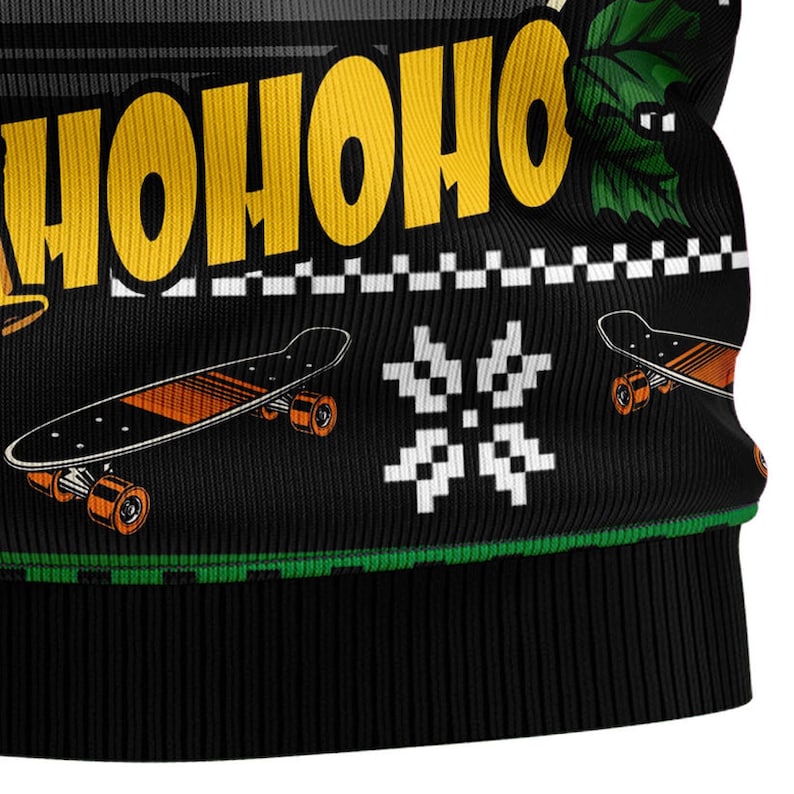 Ho Ho Ho Santa Claus Skateboard Ugly Christmas Sweater For Men & Women Christmas Gift Sweater US2437 - WeCustomit