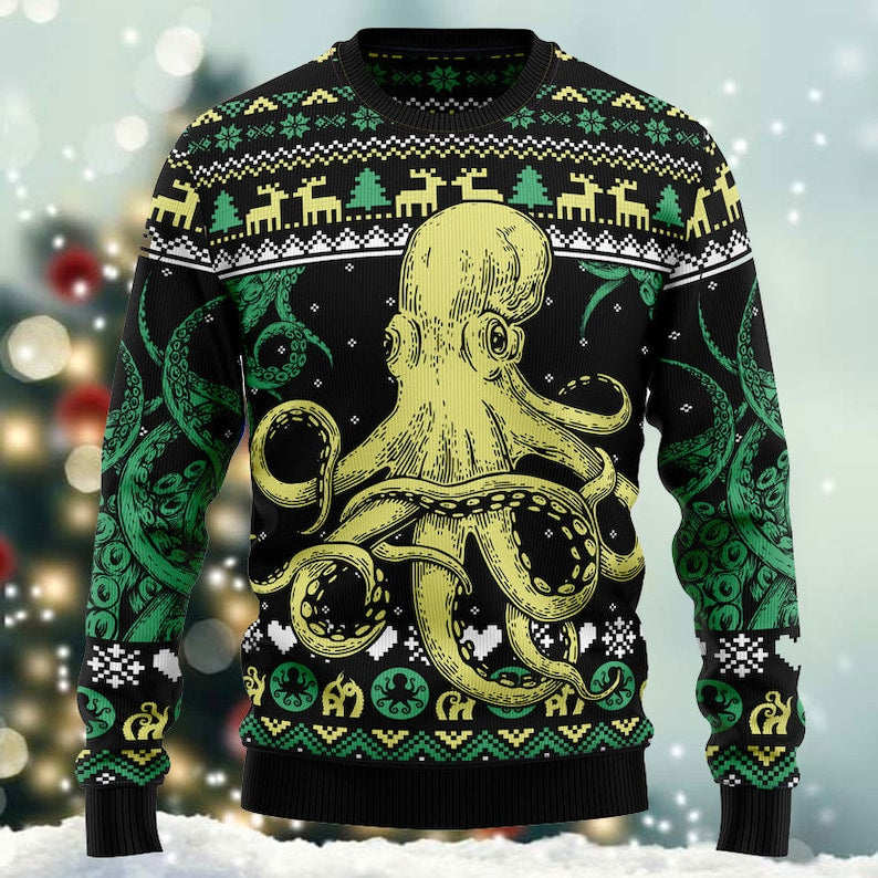 Octopus Cool Ugly Christmas Sweater For Men & Women Christmas Gift Sweater US2433 - WeCustomit