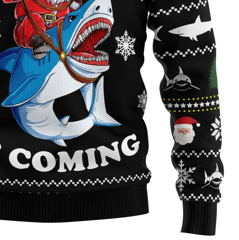 Santa Shark Is Coming Ugly Christmas Sweater For Men & Women Christmas Gift Sweater US2647 - WeCustomit