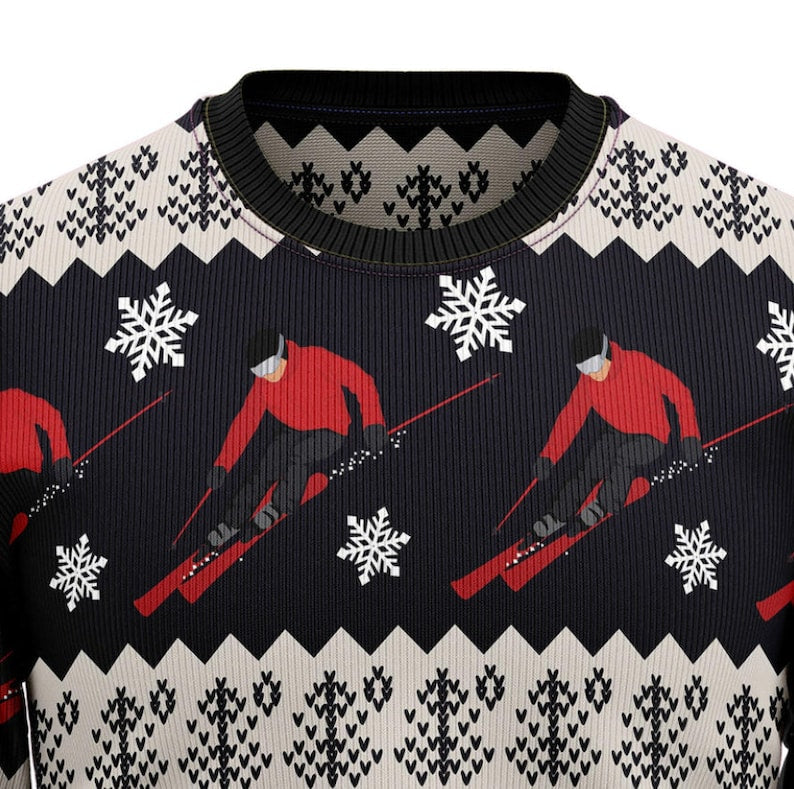 Skiing Christmas Ugly Christmas Sweater For Men & Women Christmas Gift Sweater US2649 - WeCustomit