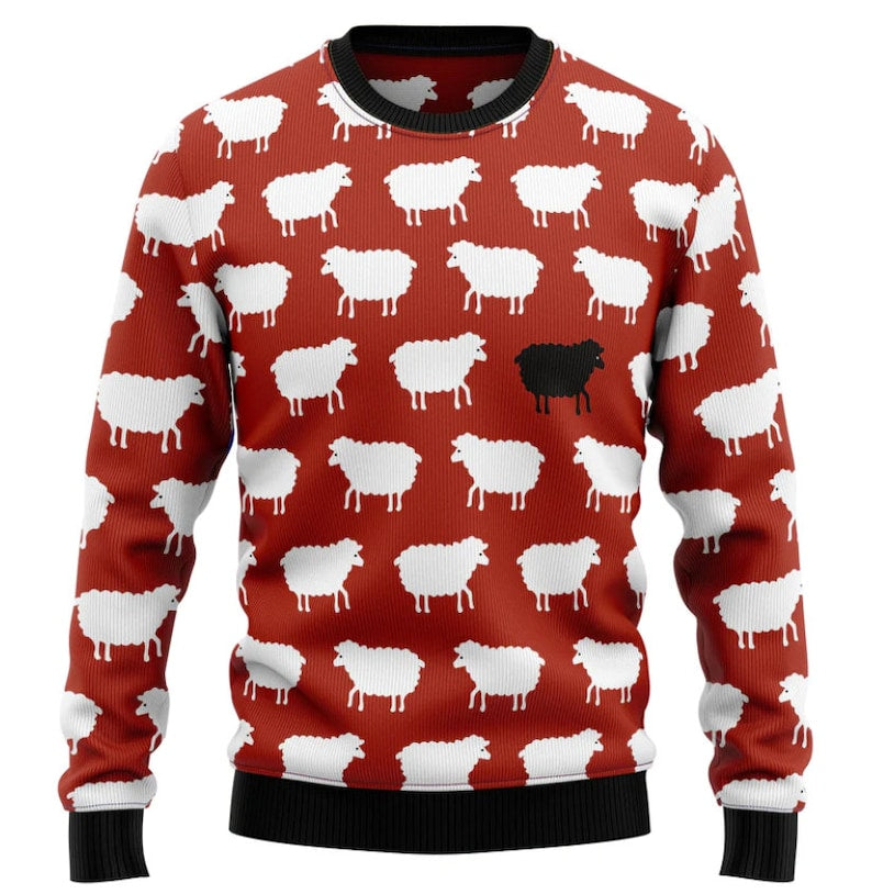 Sheep Black And White Ugly Christmas Sweater For Men & Women Christmas Gift Sweater US2983 - WeCustomit