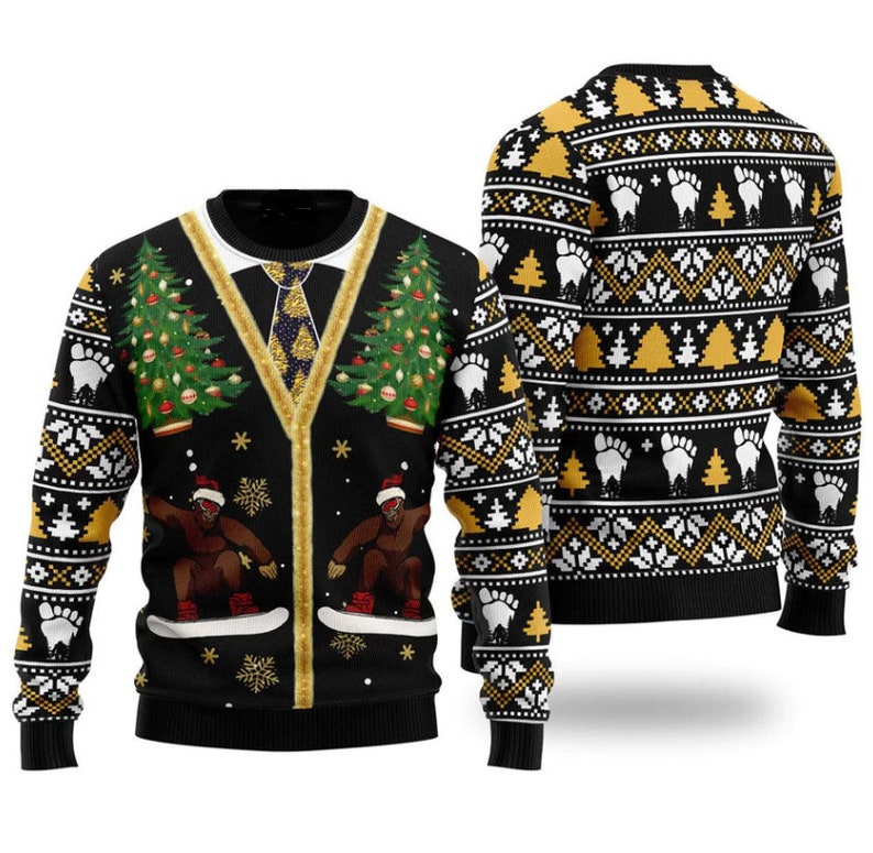 Funny Vintage Bigfoot Ugly Christmas Sweater For Men & Women Christmas Gift Sweater US2659 - WeCustomit