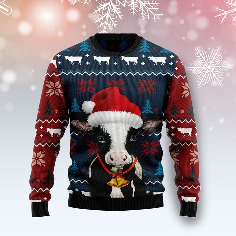 Lovely Cow Ugly Christmas Sweater For Men & Women Christmas Gift Thanksgiving Sweater US4306 - WeCustomit