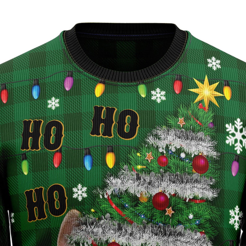 Ho Ho Ho Cat Face Christmas Ugly Christmas Sweater For Men & Women Christmas Gift Sweater US2440 - WeCustomit