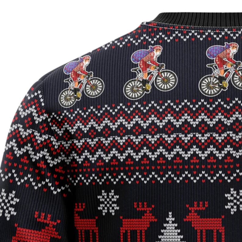 Satan Claus On Mountain Bike Ugly Christmas Sweater For Men & Women Christmas Gift Sweater US2671 - WeCustomit