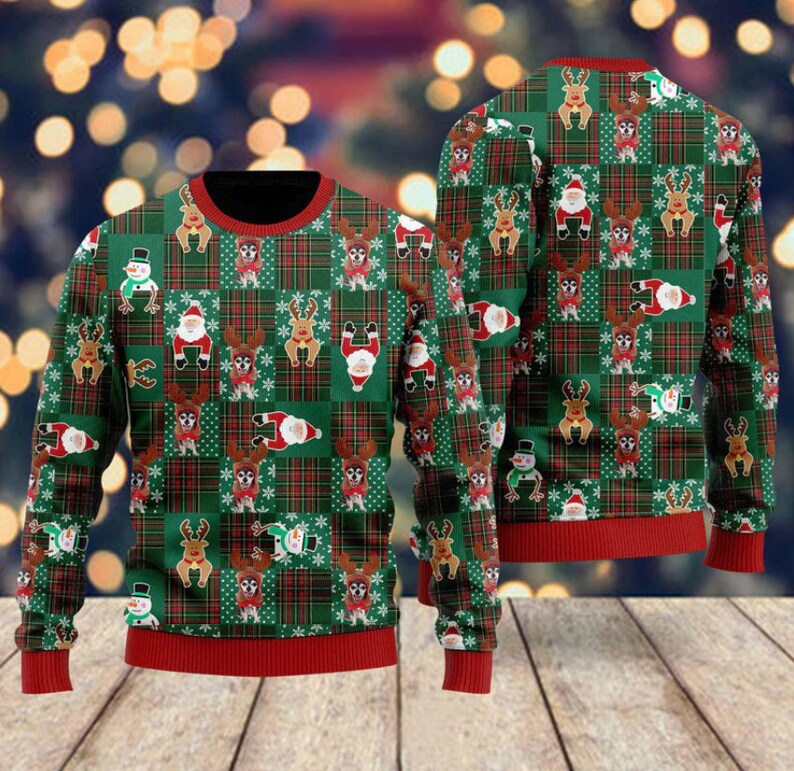 Chihuahua Reindeer Costume With Santa Ugly Christmas Sweater For Men & Women Christmas Gift Sweater US2968 - WeCustomit