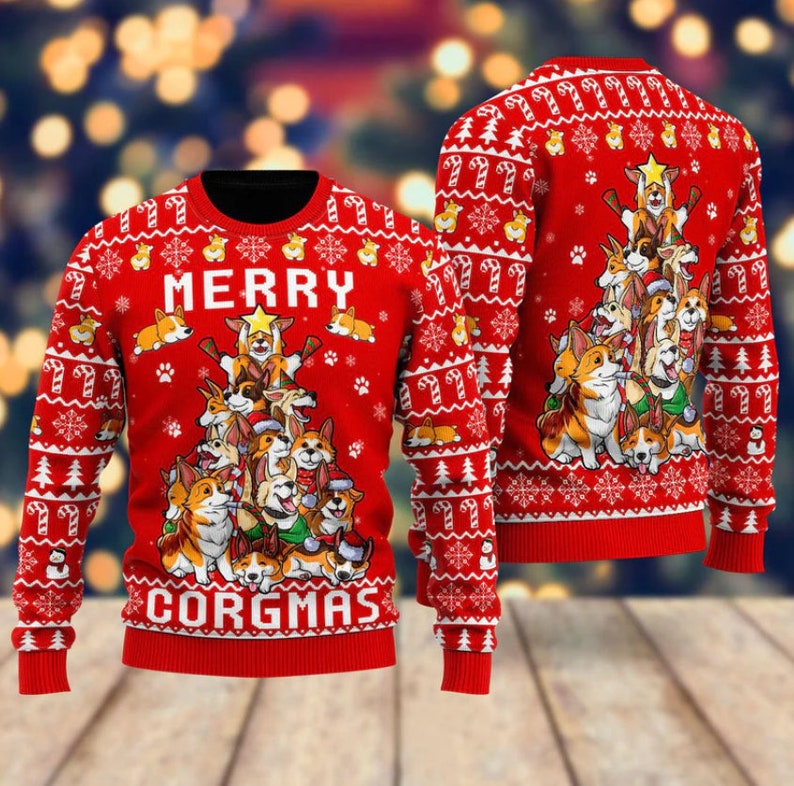 Funny Corgi Merry Corgmas Ugly Christmas Sweater For Men & Women Christmas Gift Sweater US2971 - WeCustomit