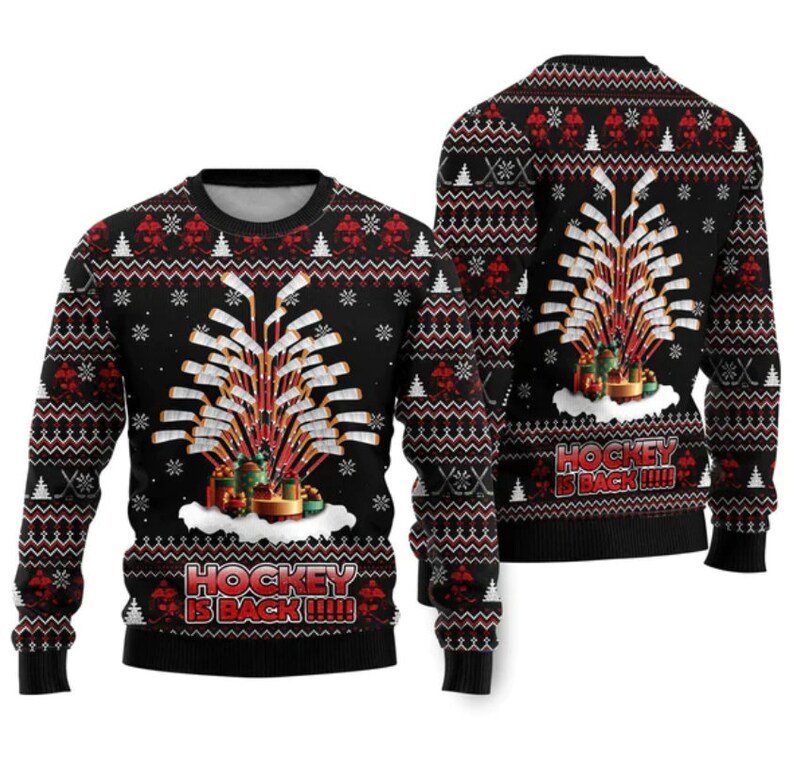 Hockey Is Back Ugly Christmas Sweater For Men & Women Christmas Gift Sweater US2684 - WeCustomit