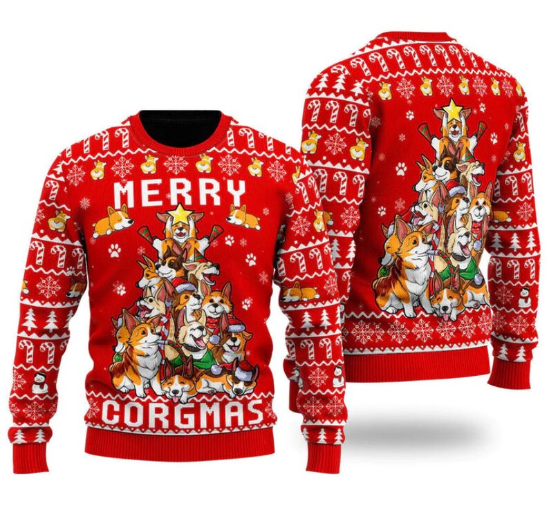 Funny Corgi Merry Corgmas Ugly Christmas Sweater For Men & Women Christmas Gift Sweater US2971 - WeCustomit