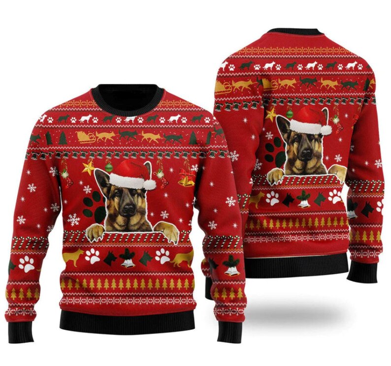 German Shepherd Dog Ugly Christmas Sweater For Men & Women Christmas Gift Sweater US2973 - WeCustomit