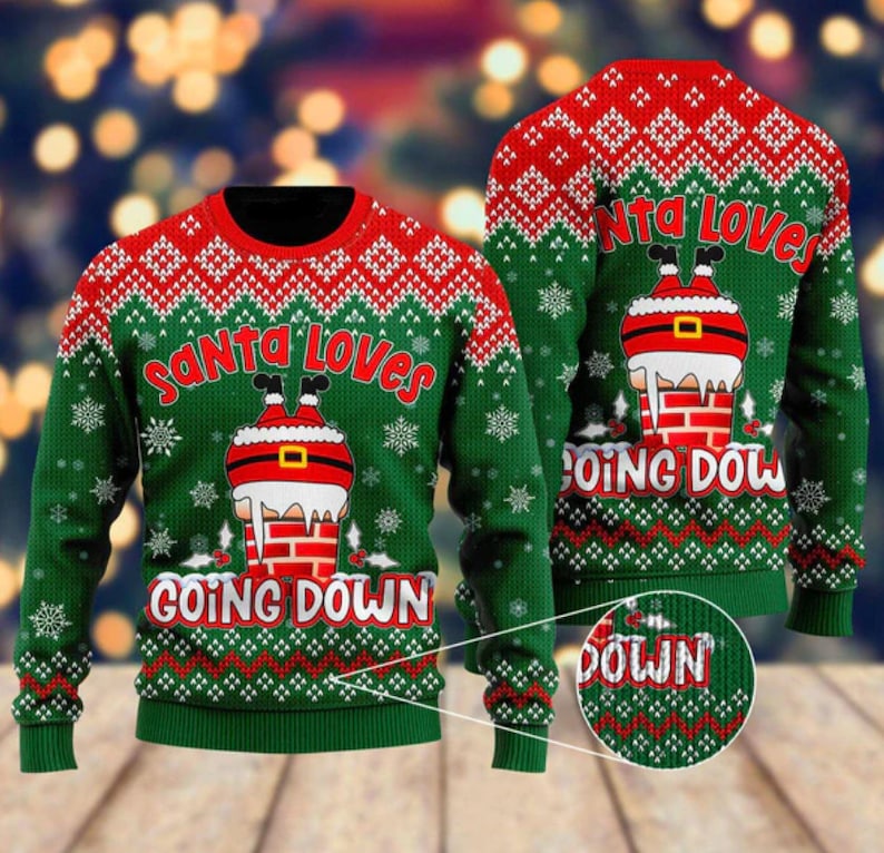Santa Loves Going Down Funny Ugly Christmas Sweater For Men & Women Christmas Gift Sweater US2980 - WeCustomit