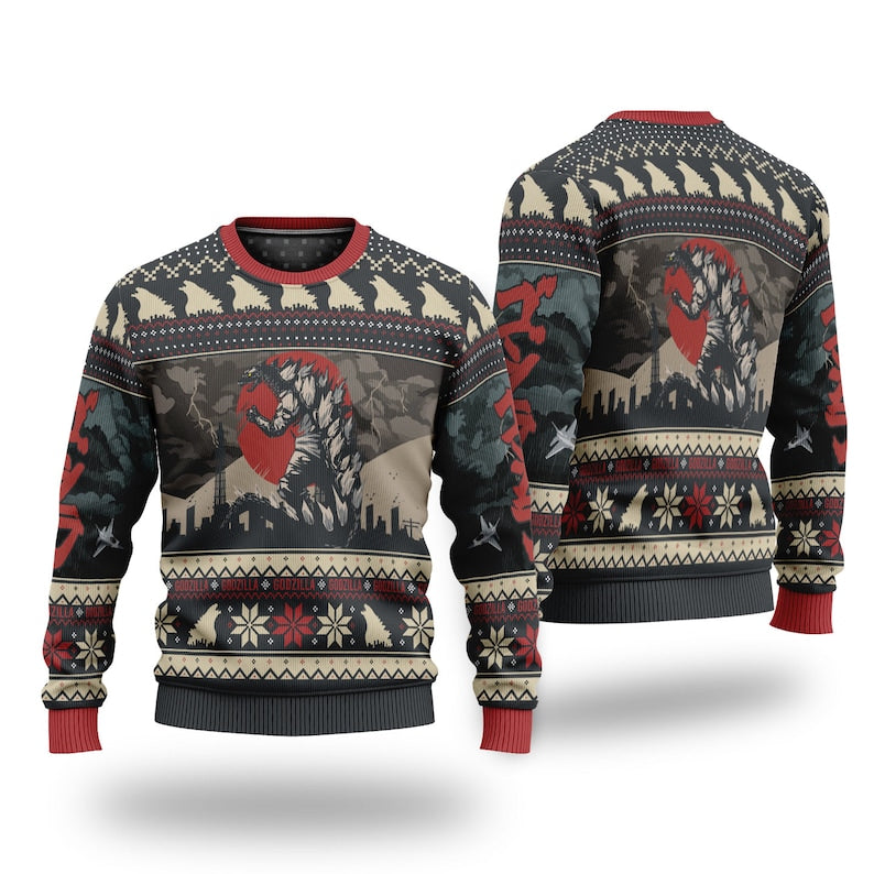 Godzillas Ugly Christmas Sweater For Men & Women Christmas Gift Thanksgiving Sweater US4283 - WeCustomit
