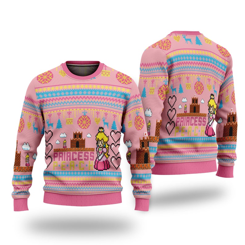 Princess Peach Ugly Christmas Sweater For Men & Women Christmas Gift Thanksgiving Sweater US4289 - WeCustomit