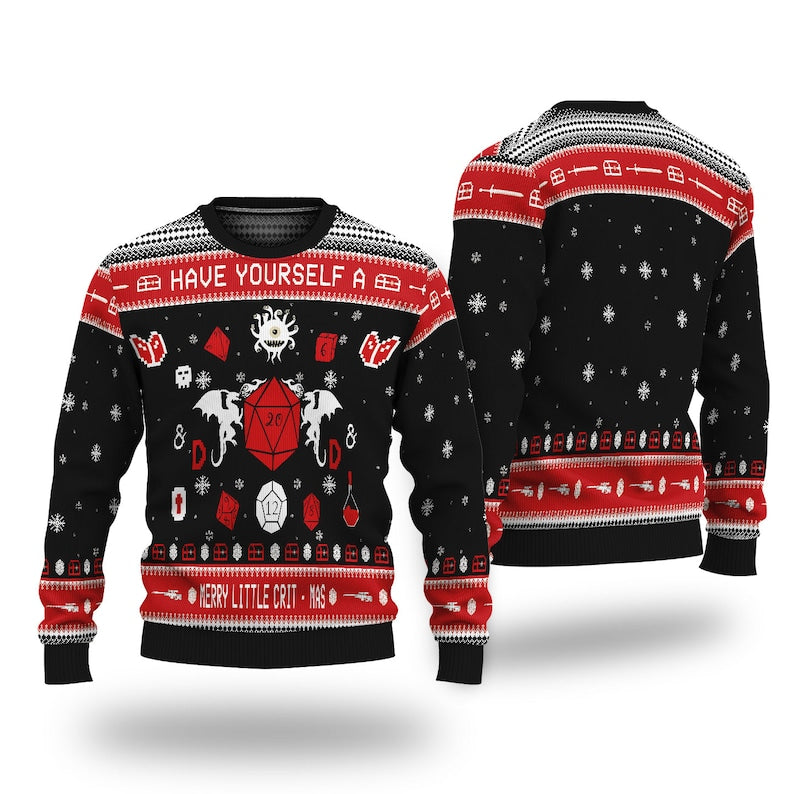 D&D Have Your Self A Merry Little CritMas Ugly Christmas Sweater For Men & Women Christmas Gift Thanksgiving Sweater US4288 - WeCustomit