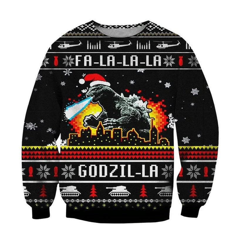 Godzilla Movie Ugly Christmas Sweater For Men & Women Christmas Gift Sweater US3942 - WeCustomit