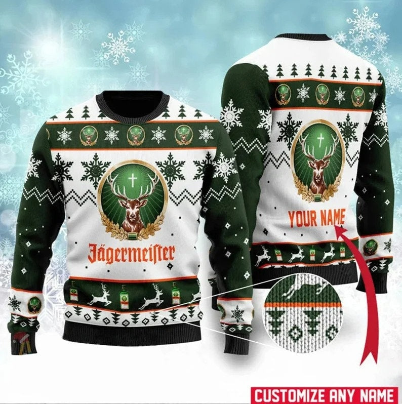 Personalized Jagermeister Ugly Christmas Sweater For Men & Women Christmas Gift Sweater US3757 - WeCustomit