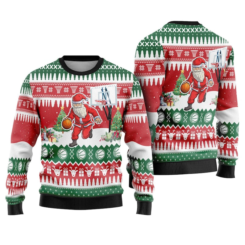 Santa Dribble Basketball Ugly Christmas Sweater For Men & Women Christmas Gift Sweater US4563 - WeCustomit
