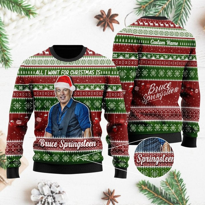 Bruce Springsteen Ugly Christmas Sweater For Men & Women Christmas Gift Sweater BH570 - WeCustomit