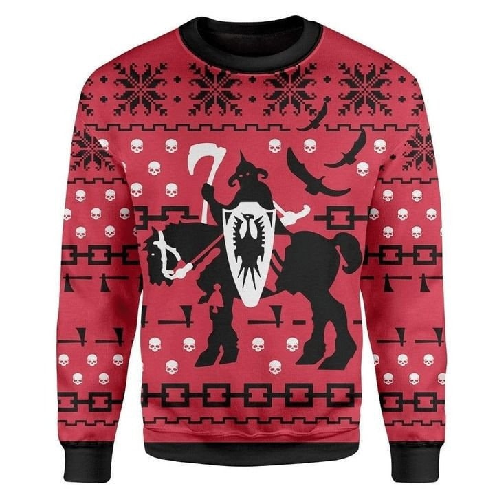 Death Dealer Riding Horse Ugly Christmas Sweater For Men & Women Christmas Gift Sweater BH562 - WeCustomit